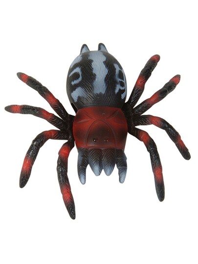 Rhode Island Novelty; Adventure Planet 4" Black Red Grey Gray Sticky Wall Walking Toy Spider; Category:Halloween Decorations; Image:1
